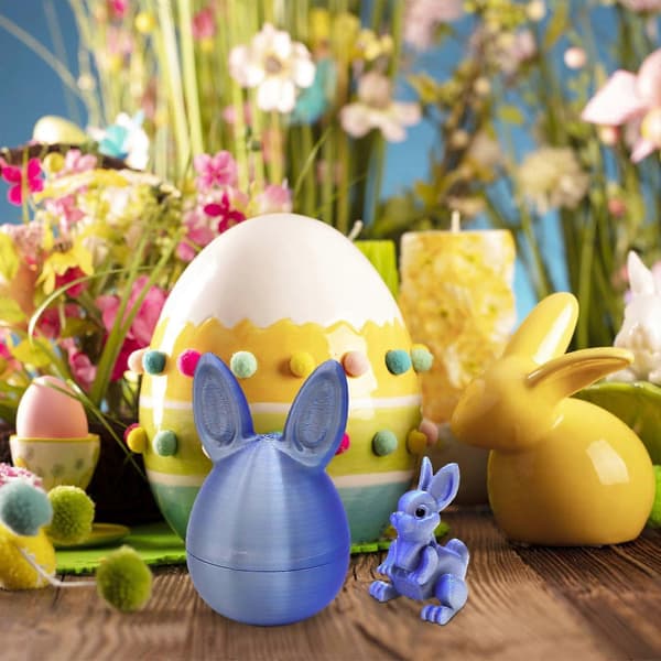 3D-printet påskehare med egg, fleksible påskehareegg til påskekurvfyll – kompatibel med påskepynt