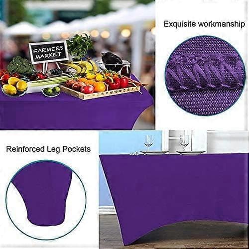 2-pack stretchiga spandex-bordsdukar för rektangulära bord, 8FT elastisk åtsittande bordsduk, kompatibel med utomhusfest, bröllop, bar, födelsedag,