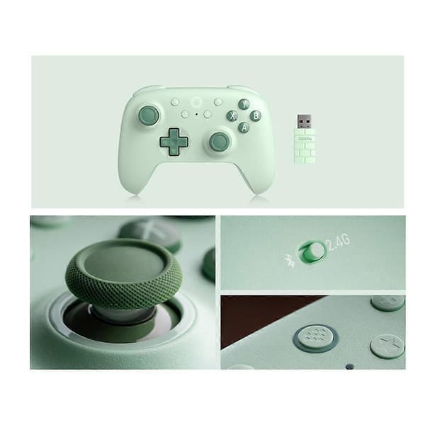 Trådlös 2.4G spelkontroll med Hall Effect Joystick för PC Android, Grön