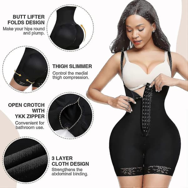 Bekväma Shapewear för Kvinnor, Tummy Control, Kompressionsplagg efter Operation, Medium, Svart