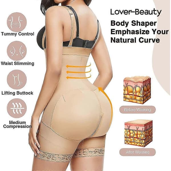 Comfy Colombians Shapewear för kvinnor, magkontroll, kompressionsplagg efter operation CAG, Medium, Beige