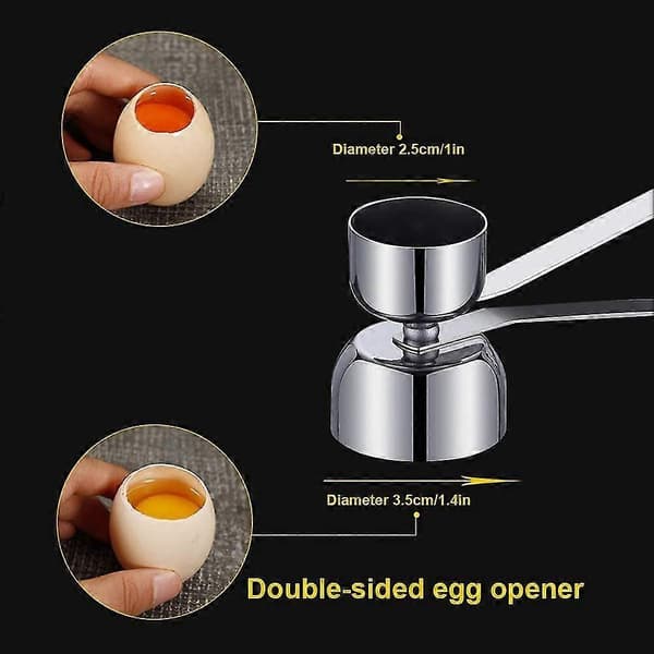Eggkoppsett, eggkoppholder i rustfritt stål og dobbeltsidig egglokkåpner/knekker, stor påskeeggkopp