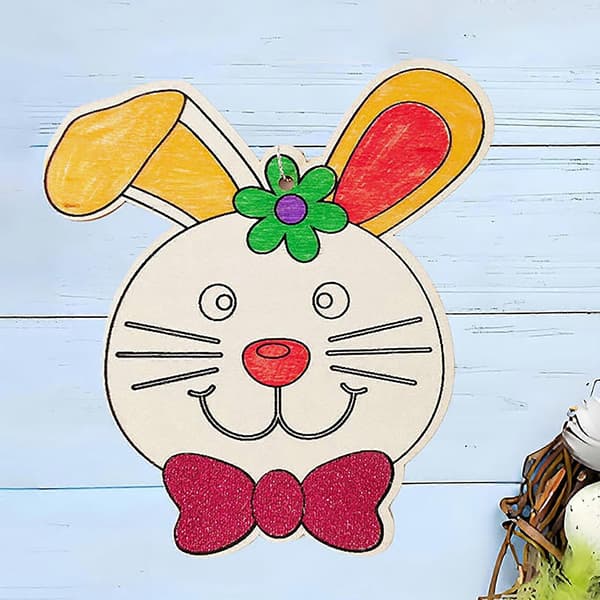 Påsk DIY Träritbräda för barn 4-8 år – Kanintema Målar- och pysselkit