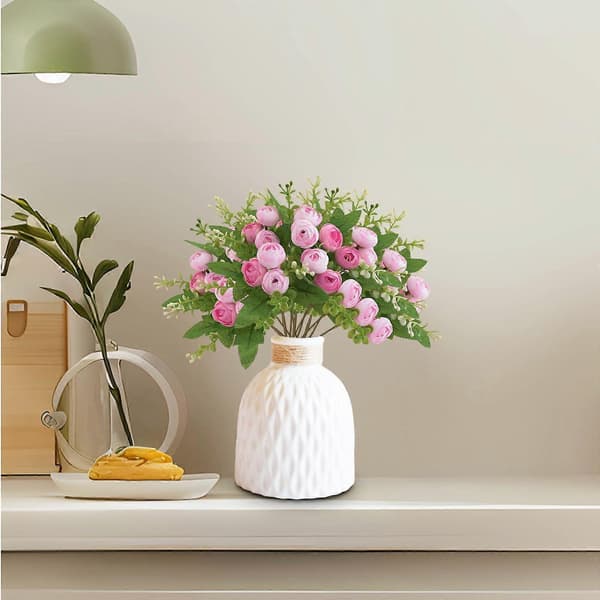 Simulerede bryllupsblomster, kunstige silkeblomsterdekorationer, Lofty Consort te-knopper til hjemmet, bryllup, fest og bordpynt