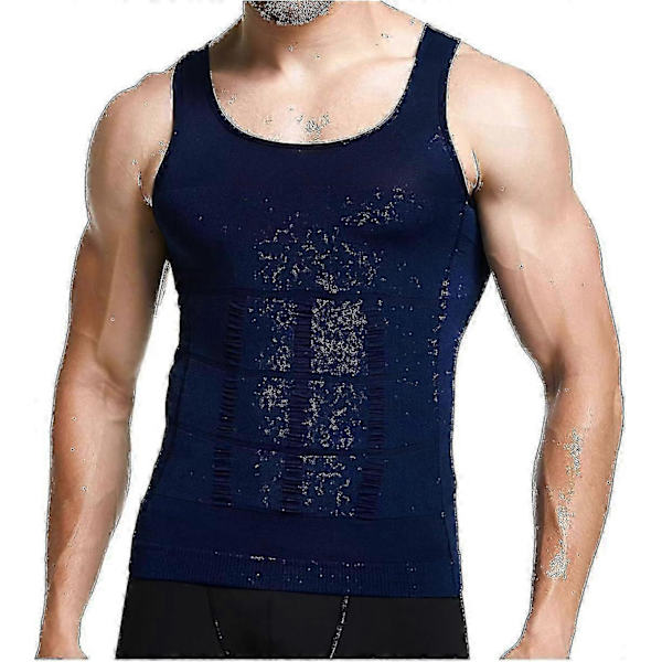 Kroppsformande Slimming-tröja för män - Kompressionströja & Elastiska skulpterande shapewear-toppar för män, XL, blå