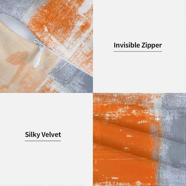 Orange & Grå Abstrakt Konst Kuddfodral 40x40, Set om 4, Moderna Dekorativa Prydnadskuddfodral för Sovrum, Soffa, Vardagsrum