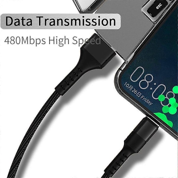 USB Type-C 1m flätad snabbladdningskabel, 1m (Guld)