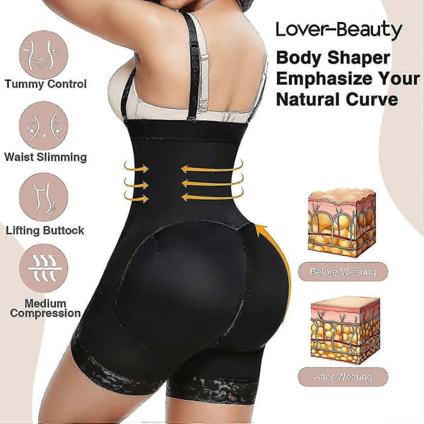 Bekväma Shapewear för Kvinnor, Tummy Control, Kompressionsplagg efter Operation, Medium, Svart