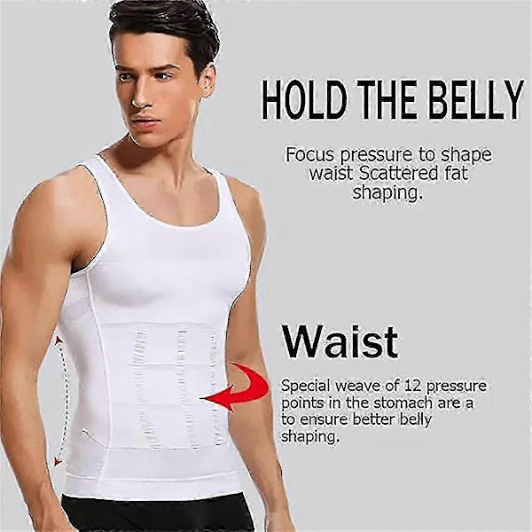 Figurformande Slimming-tröja för män - Kompressionströja & Elastiska skulpterande shapewear-toppar för män, S, Grå