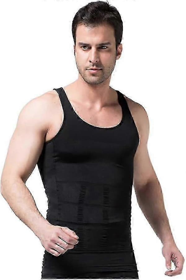 Figurformande Slimming-tröja för män - Kompressionströja & Elastiska skulpterande shapewear-toppar för män, S, Svart