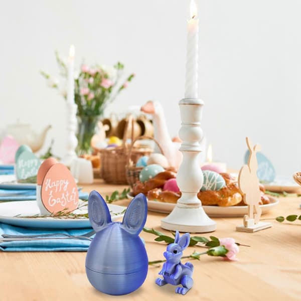 3D-printet påskehare med egg, fleksible påskehareegg til påskekurvfyll – kompatibel med påskepynt