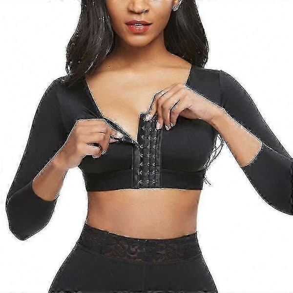 Shapewear för kvinnor efter operation 3/4 Ärm Kompressionstopp, 4XL, SVART