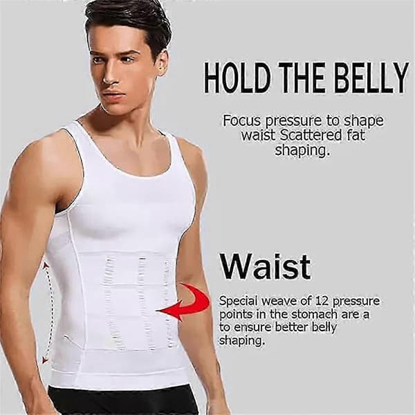 Figurformande Slimming-tröja för män - Kompressionströja & Elastiska skulpterande shapewear-toppar för män, L, Svart