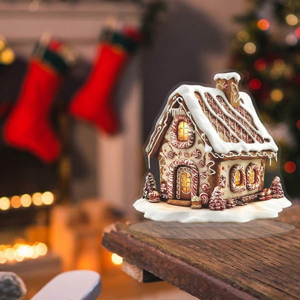 Julby Pepparkakshusdekorationer - 2D Akryl Bordsdekor, Samlarprydnader