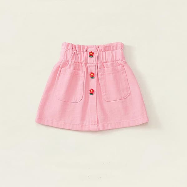 Pigepige søde denimskorts med elastik i taljen, lige ben, nederdelshorts, pink 6-7 år