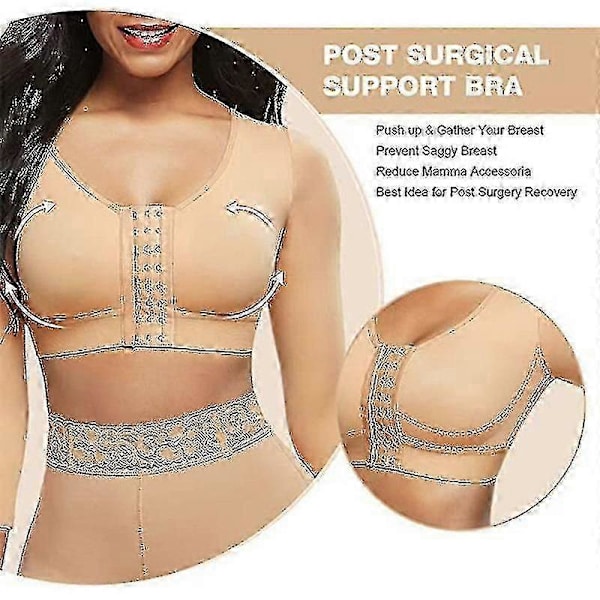 Shapewear för kvinnor efter operation 3/4 Ärm Kompressionstopp, L, BEIGE