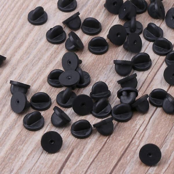 100 Stk. Sorte PVC Gummi Broche Nålebagside Slipsnål Reversnål Smykkefund