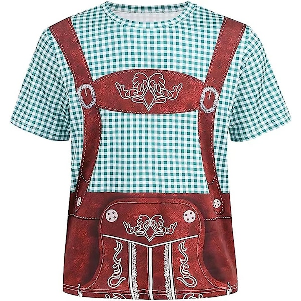 Oktoberfest Herr T-shirt med Korta Ärmar - Bavarisk Kostym GREEN L