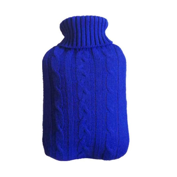 2000ml Varmvattenflaska Vinter Varma W Stickad Överdrag Avkopplande Värmare deep blue