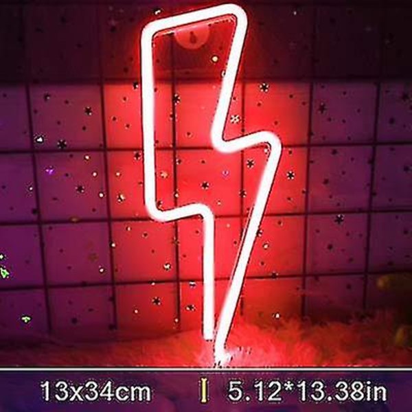 Neonkyltti Salama LED Neon Seinä Yövalo Paristo Lightning1-Red