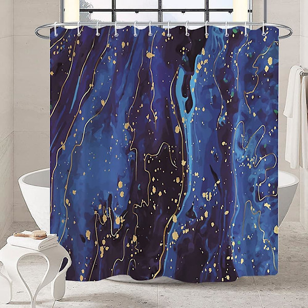 Marmor badrum duschdraperi lila guld tyg duschdraperier med krokar akvarell abstrakt duschdraperi foder 72x72 tum Sky Blue 72x72 inch