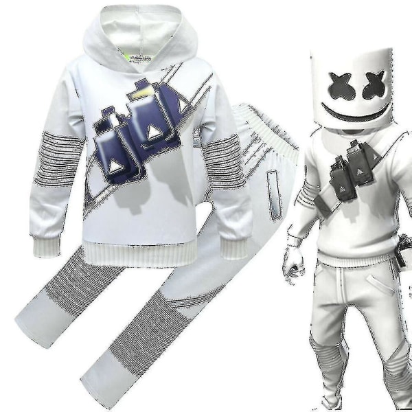 Barn Pojkar Flickor Marshmello Dj Led Mask Hoodie Cosplay Costume Party I 140 7-8 Years