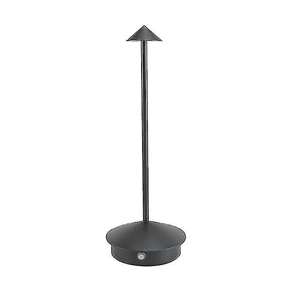 Zafferano Pina Pro - Dimbar LED-bordslampa i aluminium, IP54-skydd, för inomhus-/utomhusbruk, laddningsbas med stickkontakt, H29cm, EU-kontakt - Corten-WELLNGS Grå-A Black