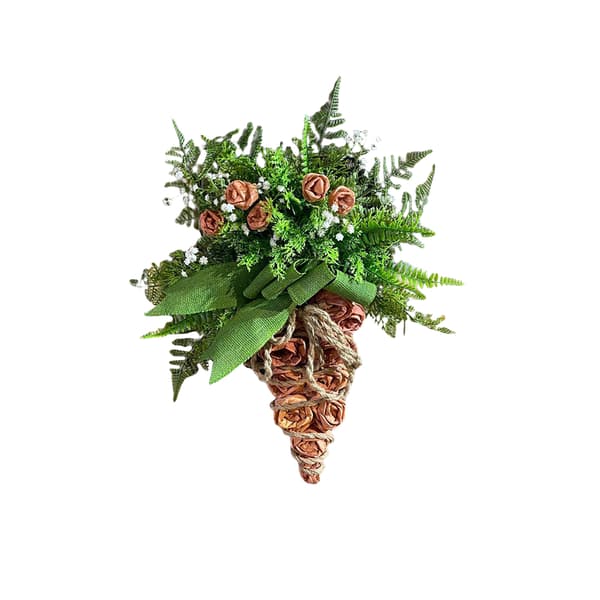 Easter Carrot Shaped Spring Wreath with Artificial Tulips for Front Door Decoration