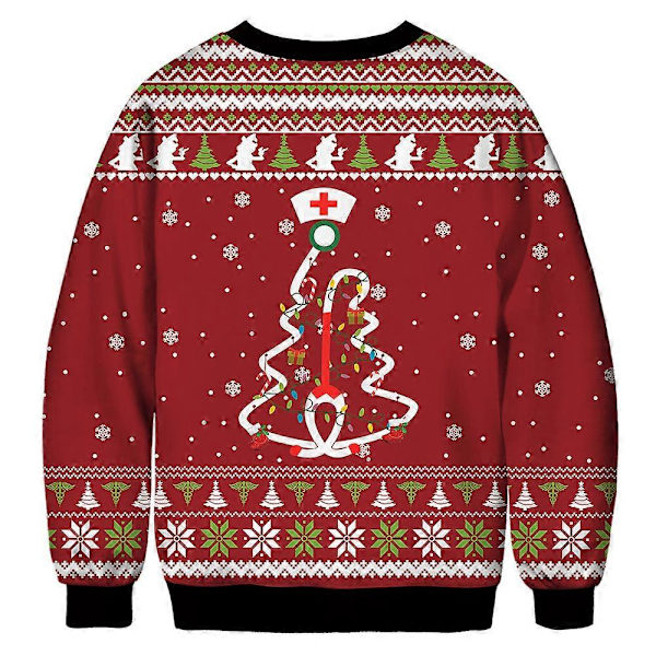 Jultröja för kvinnor, män och par - Grinch-tryck, rund hals, pullover, långärmad, grön monster E L