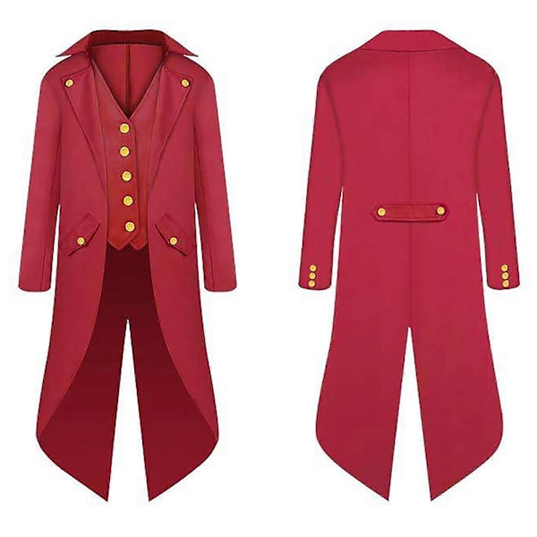 Halloween Kläder för Förälder och Barn, Herr Retro Kläder, Barnens Midilånga Punk Retro Smoking Red 145