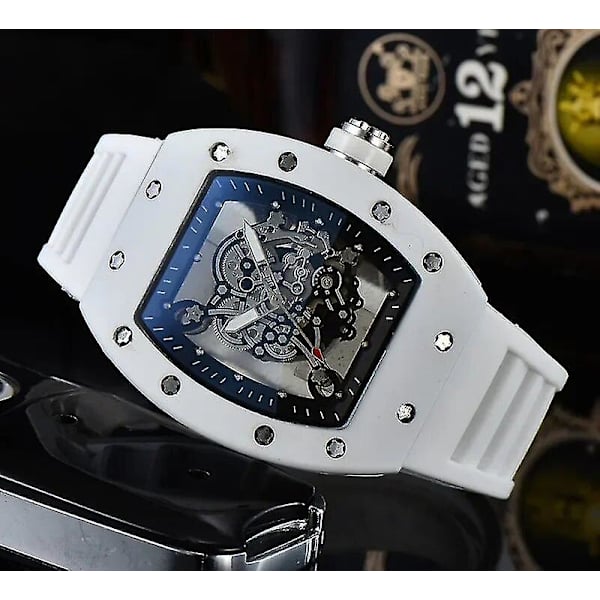 Toppmärket automatisk sportkörning sekunder 3 stift transparent botten fullfunktion herr lyx RM watch herr kvarts watch 3