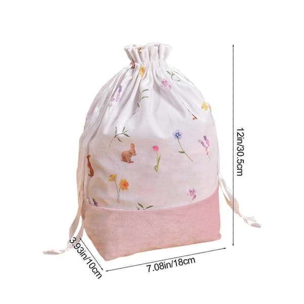 Easter Candy Storage Drawstring Bag, Reusable Pouch for Party Favors, Egg Hunt Supplies & Ornament Storage