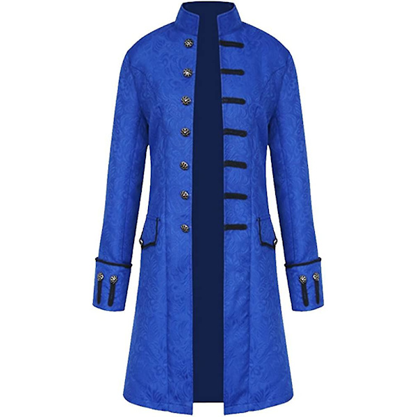 Miesten Steampunk Vintage -takki Halloween-asu Retro Gothilainen Viktoriaaninen Frakkitakki Uniformu Blue X-Large