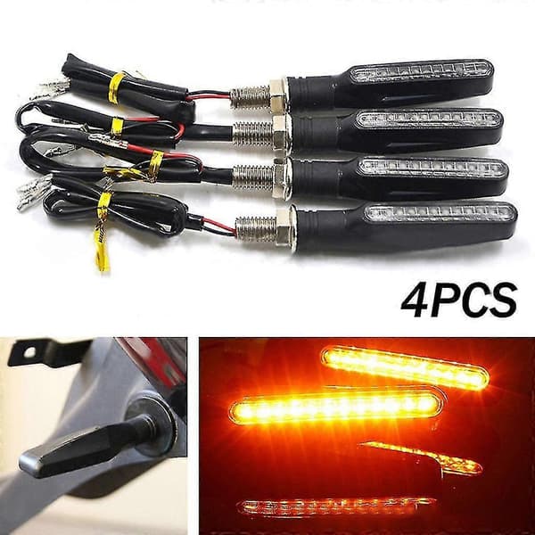 4 stk. Motorcykel 12 LED Blinklys Indikator Blinklys Lys Gul (Ruipei)