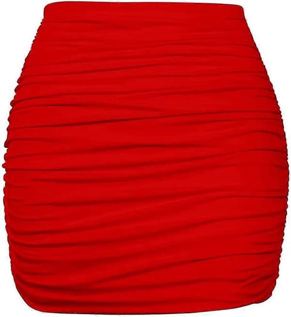Dame Sexy Høy Midje Solid Stram Rynket Mini Klubbskjørt