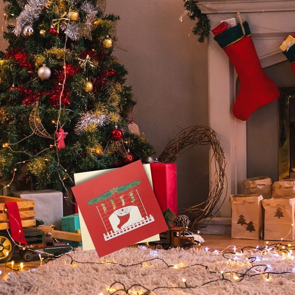 Farverige pop up julegavekort med julekuvert
