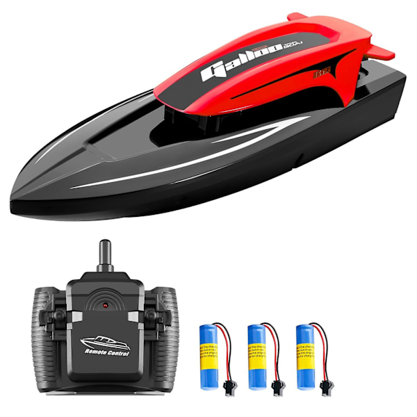 Kauko-ohjattava vene, 2.4G 20km/h nopea vedenpitävä kauko-ohjattava pikavene LED-valoilla Dua Red 3 Battery