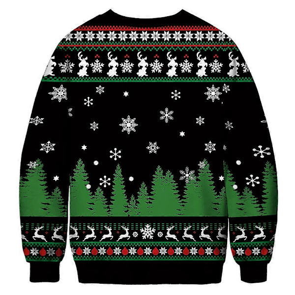 Jultröja för kvinnor, män och par - Grinch-tryck, rund hals, pullover, långärmad, grön monster D 2XL