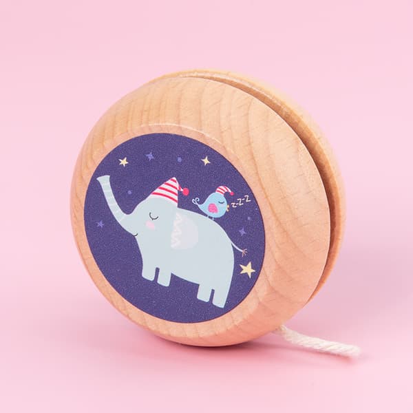 #Stykke Massivt Tre Yo-Yo Elefantmønster Søt Yo-Yo for Barn#