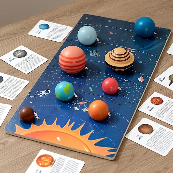 Träsol System Cosmos Lärande Leksak Kognitiv Pussel Trä Leksak Set