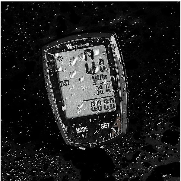 Trådløs Cykel Speedometer Vandtæt Trådløs Cykelcomputer Cykelkilometertæller Med LCD-display & Multifunktioner Black