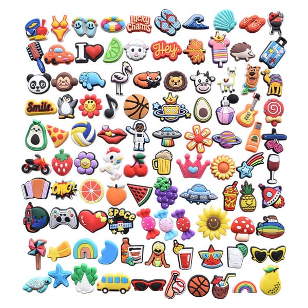 100 stk Høv Charms Ulike Mønstre Tilfeldige PVC Tilbehør for