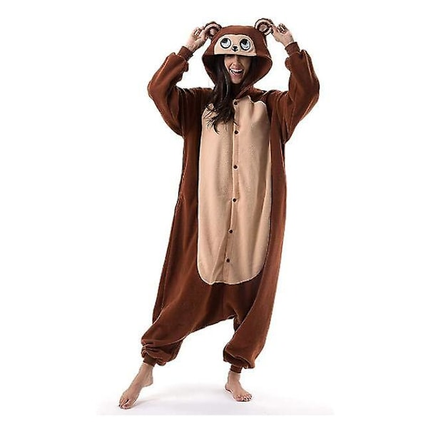 Unisex Vuxen Onesie Pyjamas Djur En Delig Halloween Kostym Julsovkläder Jumpsuit Monkey L