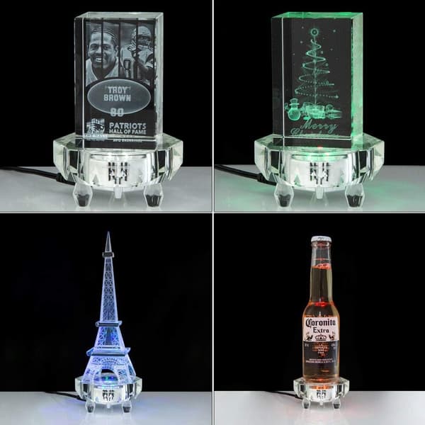 Krystal LED-lysbase til 3D-krystaludstilling oplyst piedestal