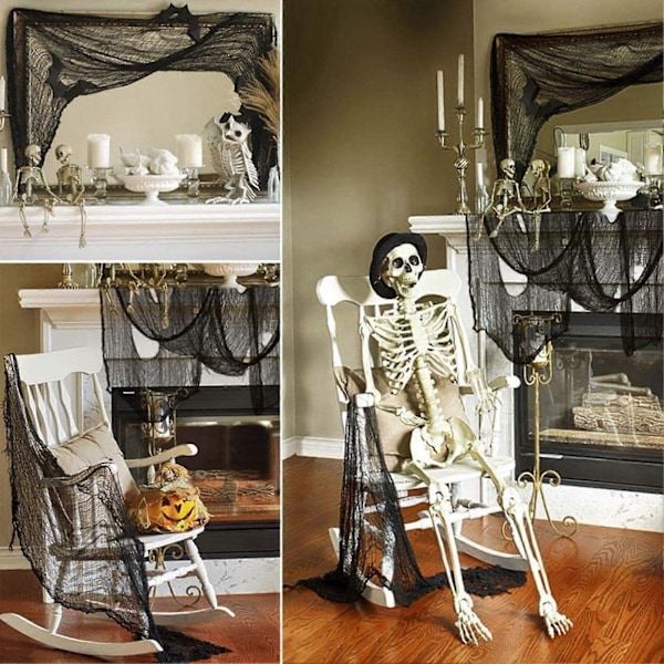 5 stk. Halloween Edderkoppnett Rivfast Skummel Realistisk Hengende Edderkoppnett For Halloween Spøkelseshus Dekor