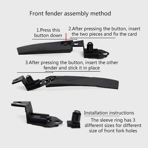 Cykelskärmar Set Justerbara Fram Bak Cyklar Stänkskärmar MTB Mud Guard Cykling Stänkskydd för Mountain Road Bike Riding qd Grey 0.37