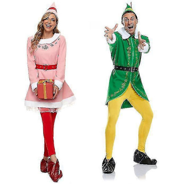 Julgrön Elf Cosplay Kostym Tomte Kostym För Män Women XL