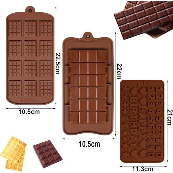 Silikonechokoladeforme - Non-Stick mini-barer & vafler