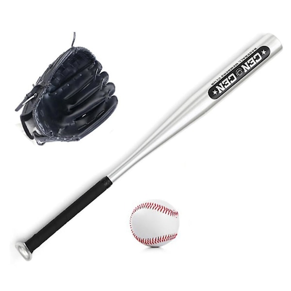 Baseball set med basebollträ + baseboll + basebollhandskar 25 tum aluminiumlegering basebollträ 10,5 tum brown