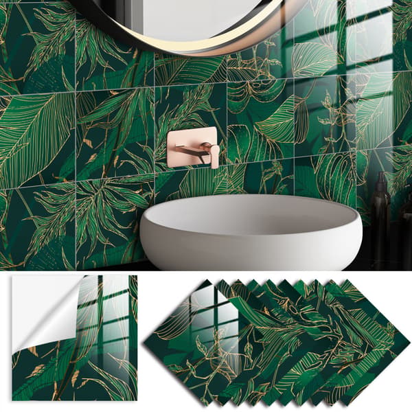 #10 ark af imiteret marmor flisestickers, 10 x 10 cm#
